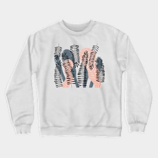 botanical print in pink black and grey Crewneck Sweatshirt